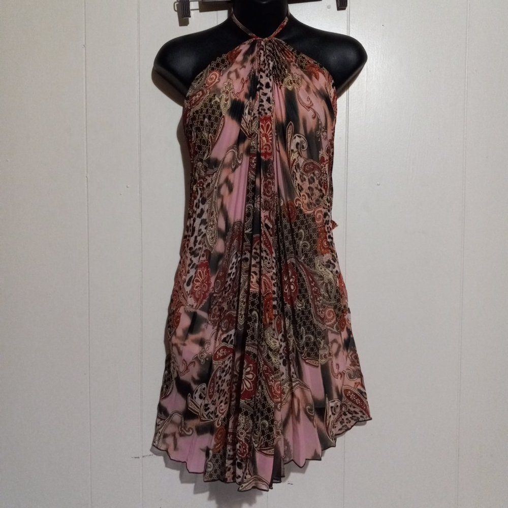 fredericks of hollywood halter mini dress Flowey tunic top womens boho small EUC